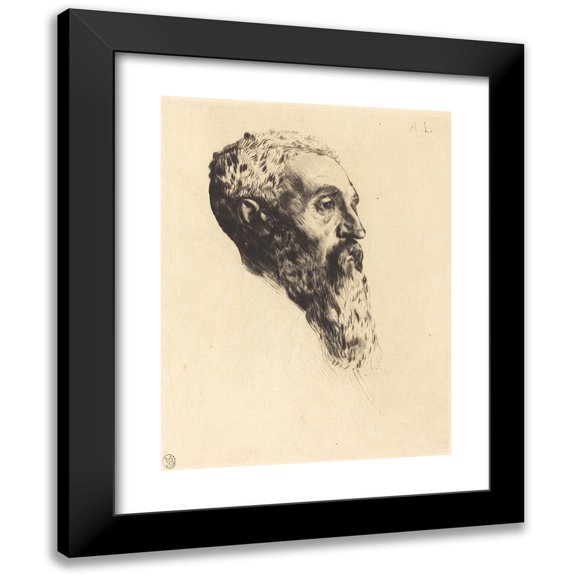 Alphonse Legros 12x14 Black Modern Framed Museum Art Print Titled - Head of a Model (Patterns)