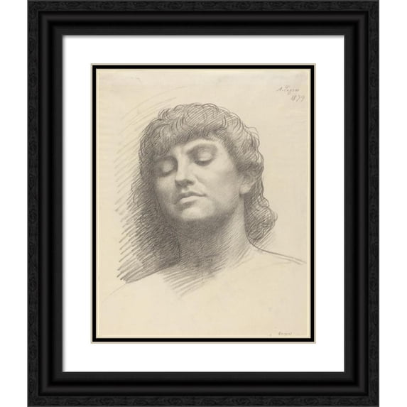 Alphonse Legros 12x14 Black Ornate Wood Framed Double Matted Museum Art Print Titled: Head (1879)