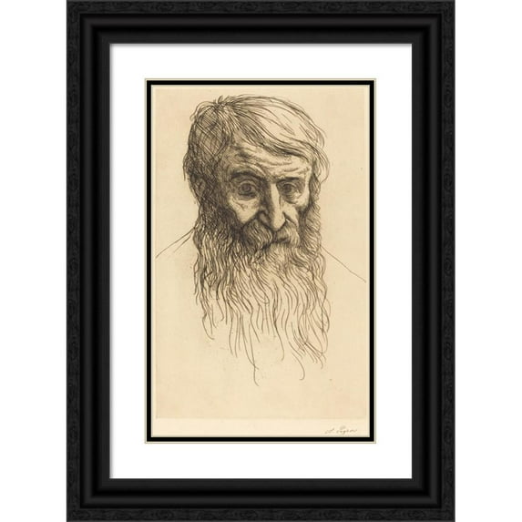 Alphonse Legros 13x18 Black Ornate Wood Framed Double Matted Museum Art Print Titled - Head of a Philosopher (Teete the Philosophers)