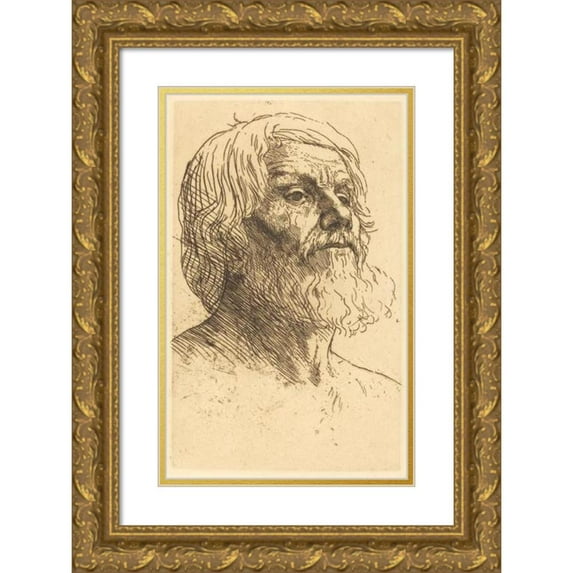 Alphonse Legros 13x18 Gold Ornate Wood Frame and Double Matted Museum Art Print Titled - Head of a Man (Tete D’Homme) Vi