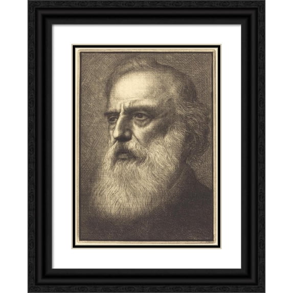 Alphonse Legros 14x18 Black Ornate Wood Framed Double Matted Museum Art Print Titled - Self-Portrait, 4th Plate