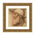 thumbnail image 1 of Alphonse Legros 15x16 Gold Ornate Wood Frame and Double Matted Museum Art Print Titled - Head of an Old Man with a Wide-Brimmed Hat, 1 of 4