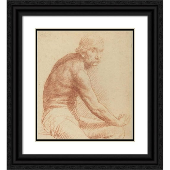 Alphonse Legros 15x17 Black Ornate Wood Framed Double Matted Museum Art Print Titled - Study of a Greek