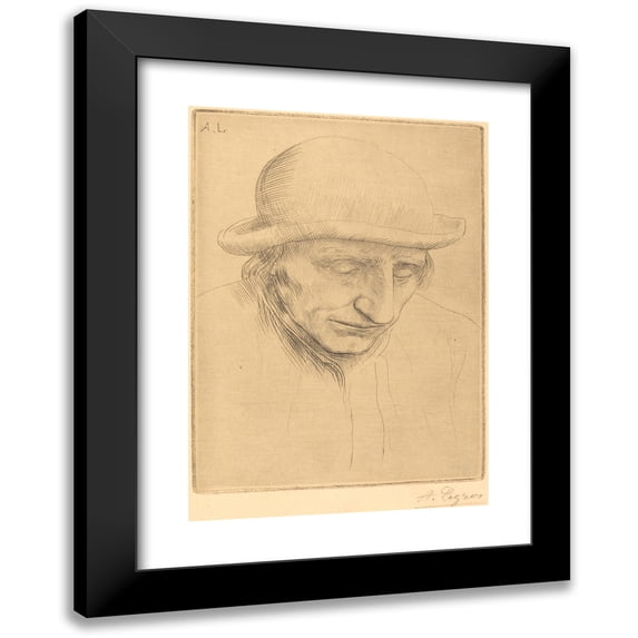 Alphonse Legros 18x24 Black Modern Framed Museum Art Print Titled - Peasant in a Round Hat (Peasant with Round Hat) II