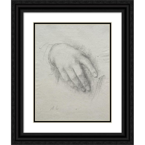 Alphonse Legros 19x24 Black Ornate Framed Double Matted Museum Art Print Titled: The Hand of Nora E. Legros (C. 1890-1904)