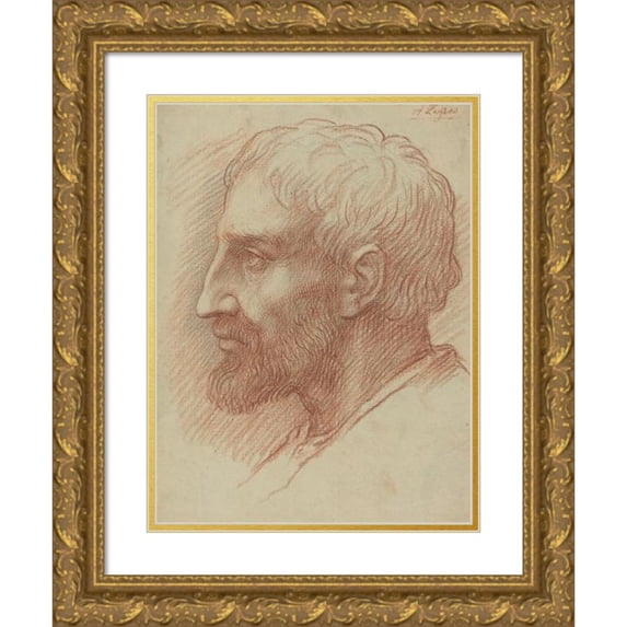 Alphonse Legros 19x24 Gold Ornate Framed and Double Matted Museum Art Print Titled - Head of a Man IIi