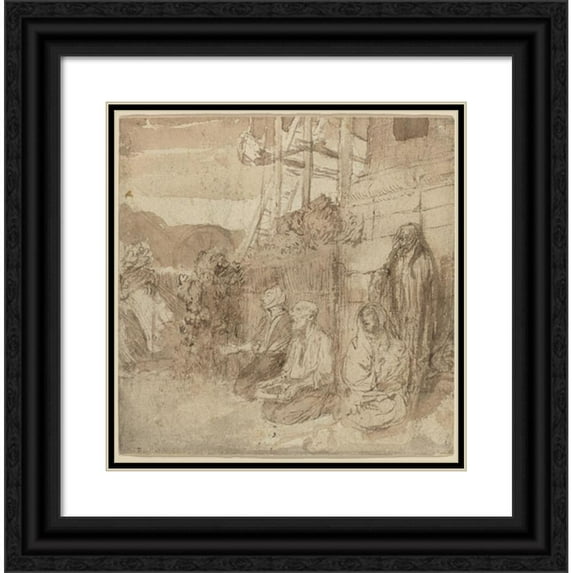 Alphonse Legros 20x20 Black Ornate Framed Double Matted Museum Art Print Titled: English Beggars