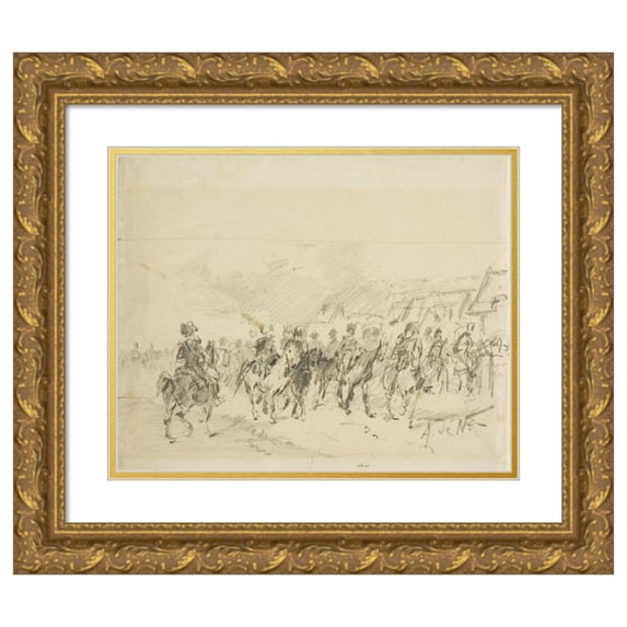 Alphonse Marie De Neuville 18x15 Gold Ornate Wood Frame and Double Matted Museum Art Print Titled - Man on Horseback
