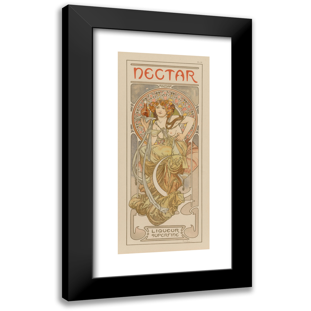 Alphonse Mucha 10x18 Black Modern Framed Museum Art Print Titled