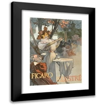 Alphonse Mucha 11x14 Black Modern Framed Museum Art Print Titled - Figaro