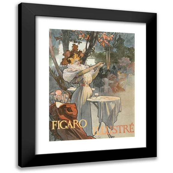 Alphonse Mucha 11x14 Black Modern Framed Museum Art Print Titled - Figaro