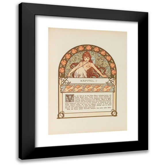 Alphonse Mucha 11x14 Black Modern Framed Museum Art Print Titled - Ilsee. Princess of Tripoli (1901)