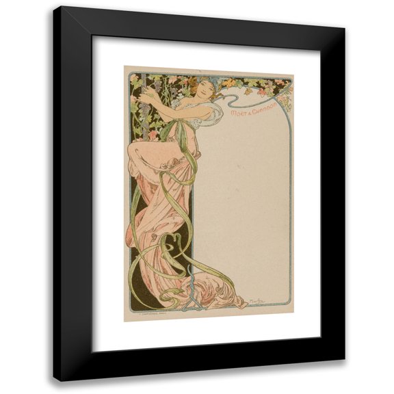 Alphonse Mucha 11x14 Black Modern Framed Museum Art Print Titled - Menu Card (circa 1900)
