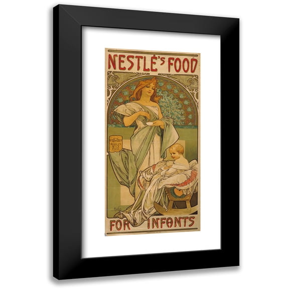 Alphonse Mucha 11x18 Black Modern Framed Museum Art Print Titled - Nestle's Food (1897)