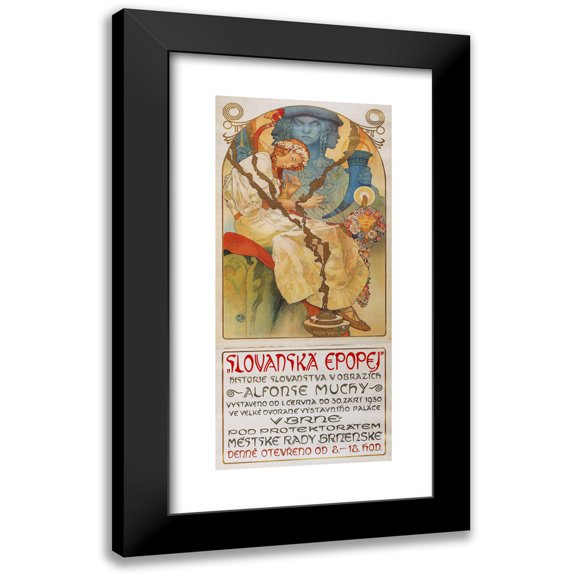 Alphonse Mucha 13x24 Black Modern Framed Museum Art Print Titled - The Slav Epic 1930 Exhibition Poster (1930)