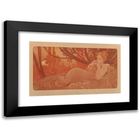 Alphonse Mucha 14x10 Black Modern Framed Museum Art Print Titled - Dawn (1899)