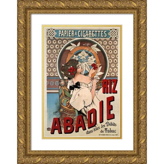 Alphonse Mucha 14x18 Gold Ornate Wood Frame and Double Matted Museum Art Print Titled - Rice Abadie (1898)