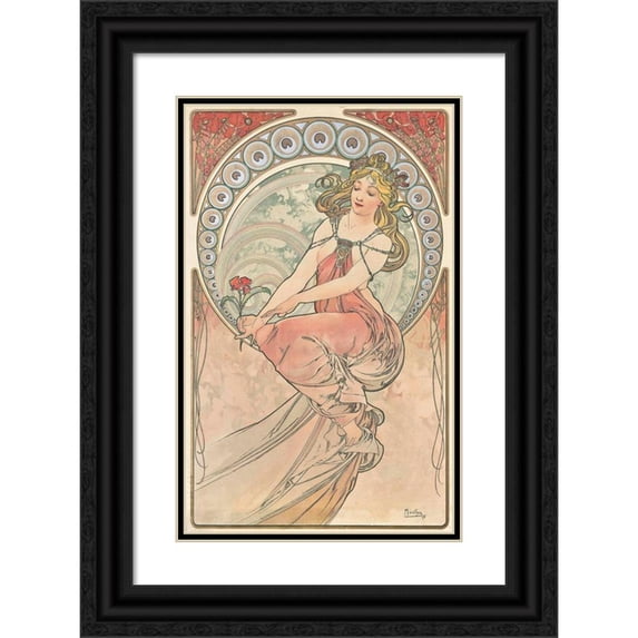 Alphonse Mucha 16x24 Black Ornate Framed Double Matted Museum Art Print Titled: Painting (1898)