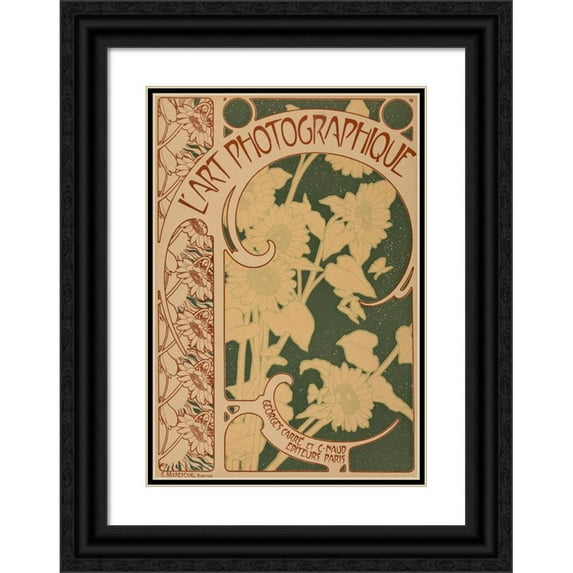 Alphonse Mucha 18x24 Black Ornate Framed Double Matted Museum Art Print Titled: Photographic Art No. 10, Cover Photographic Art (1900)