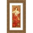 thumbnail image 1 of Alphonse Mucha 2x Matted 14x24 Gold Ornate Framed Art Print 'Ruby', 1 of 2