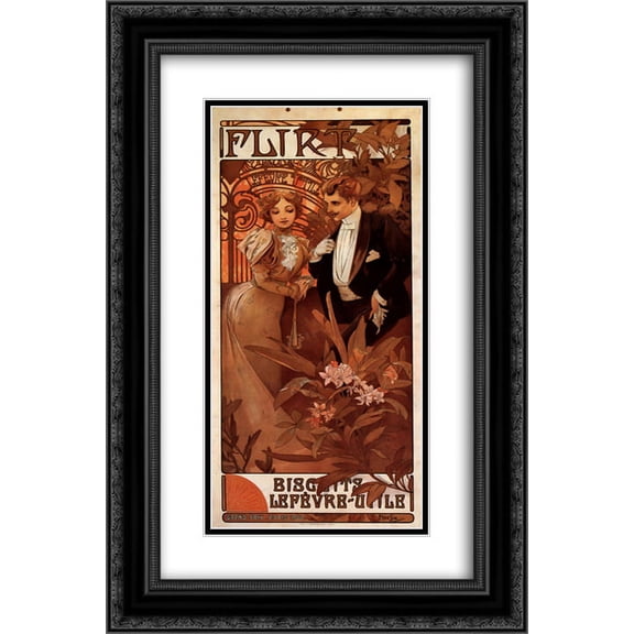Alphonse Mucha 2x Matted 16x24 Black Ornate Framed Art Print 'Flirt Lefevre Utile'