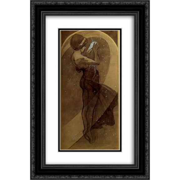 Alphonse Mucha 2x Matted 16x24 Black Ornate Framed Art Print 'North Star'