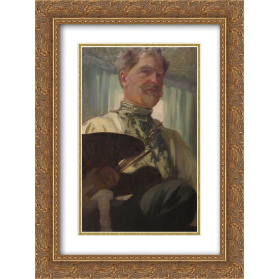 Alphonse Mucha 2x Matted 20x24 Gold Ornate Framed Art Print 'Self-portrait'