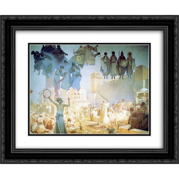 Alphonse Mucha 2x Matted 24x20 Black Ornate Framed Art Print 'The Introduction of the Slavonic Liturgy'
