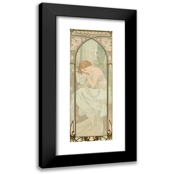 Alphonse Mucha 9x18 Black Modern Framed Museum Art Print Titled - Night Rest (1899)