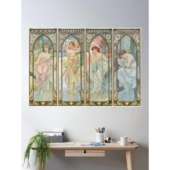Alphonse Mucha Alfons Mucha Times Of The Day Poster Home Decor Office Wall Art