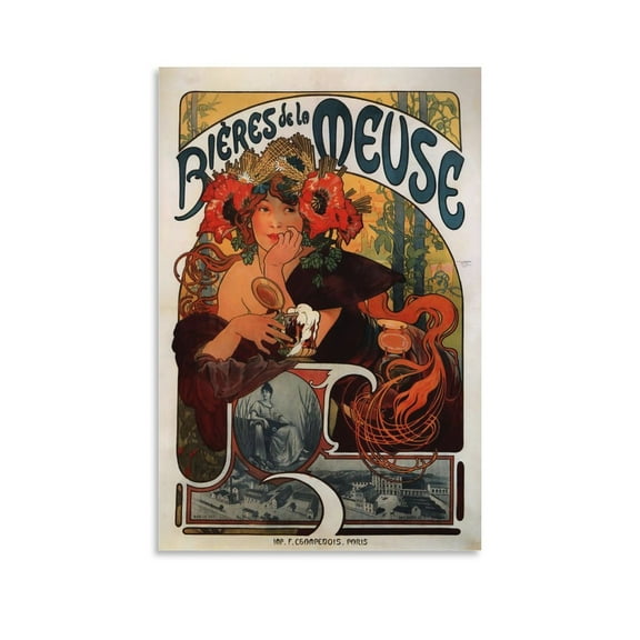 Alphonse Mucha Art Poster Advertising Poster Room Aesthetic Poster Print Art Wall Painting Canvas Posters Gifts Modern Bedroom Decor 12x18inch(30x45cm)