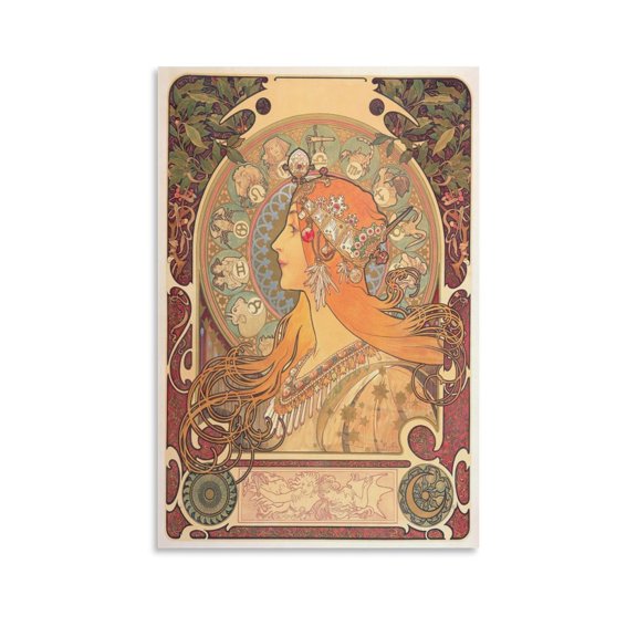 Alphonse Mucha Art Poster Zodiac Poster Canvas Poster Wall Art Picture Prints Hanging Photo Gift Decor Home Posters Artworks 12x18inch(30x45cm)