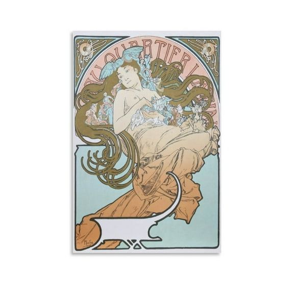 Alphonse Mucha Au Quartier Latin Painting On Canvas Wall Art Poster Scroll Picture Print Living Room Walls Decor Home Posters 12x18inch(30x45cm)