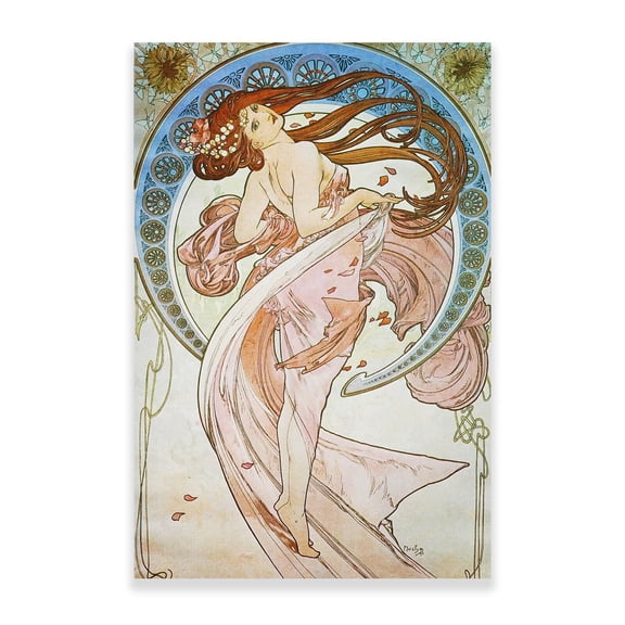 Alphonse Mucha Canvas Wall Art - Danse Poster - Art Nouveau Wall Art - Woman Portrait - Fine Art Vintage Dramatic for Living Room, Bedroom, Office Home Decor