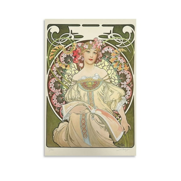 Alphonse Mucha Dreams Wall Art Picture Painting Poster Canvas Print Posters Artworks Bedroom Living Room Decor 16x24inch(40x60cm)