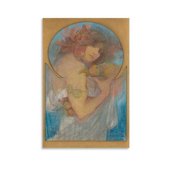 Alphonse Mucha Fruit Home Decor Poster Wall Art Hanging Picture Print Bedroom Decorative Painting Posters Room Aesthetic 16x24inch(40x60cm)