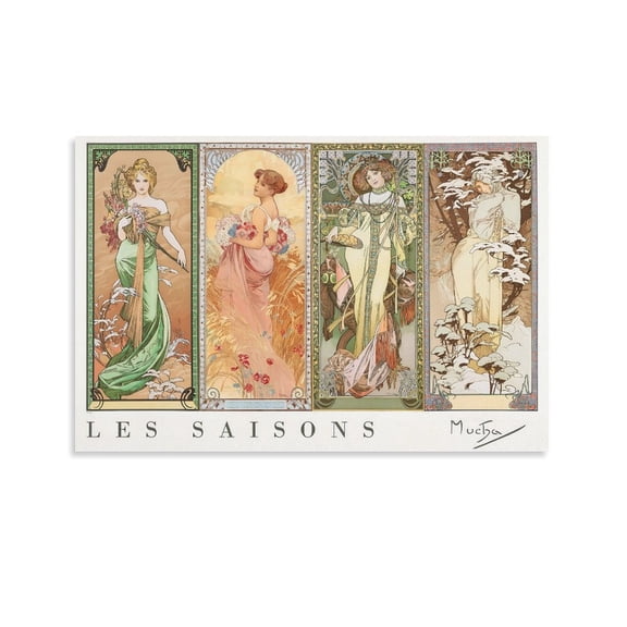 Alphonse Mucha LES SAISONS Wall Art Poster Canvas Art Poster and Wall Art Picture Print Modern Family bedroom Decor Posters 08x12inch(20x30cm)