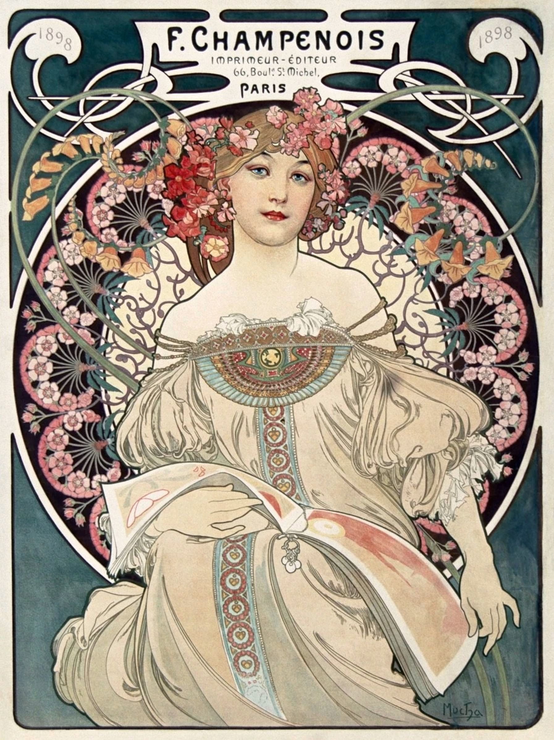 Alphonse Mucha Nouveau Office Poster , Poster Print Only - Walmart.com