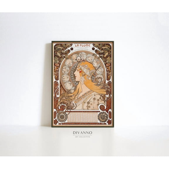 Alphonse Mucha Zodiac Woman Print Zodiac Woman Vintage Art Nouveau Illustration Housewarming Wall Art
