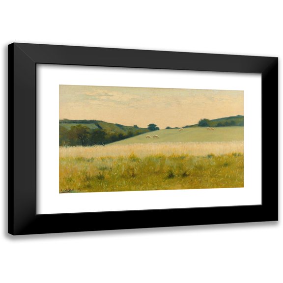 Alphonse Osbert 24x16 Black Modern Framed Museum Art Print Titled - In the Dielet Fields (Manche) (1887)