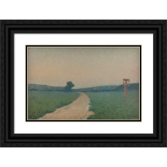Alphonse Osbert 24x17 Black Ornate Framed Double Matted Museum Art Print Titled: The Champs Route in the Morning (1932)
