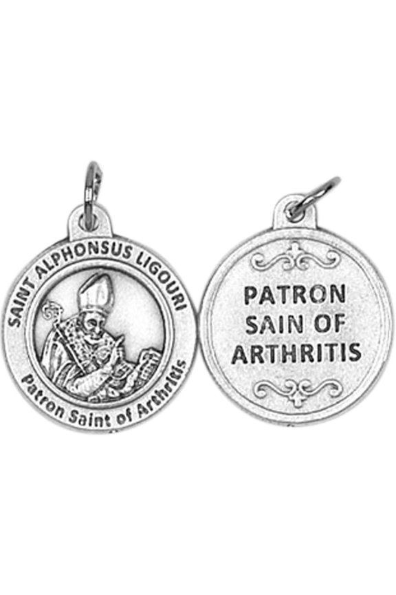 Alphonsus Liguori Patron of Arthritis Pray for Us Medal Silver Oxidized