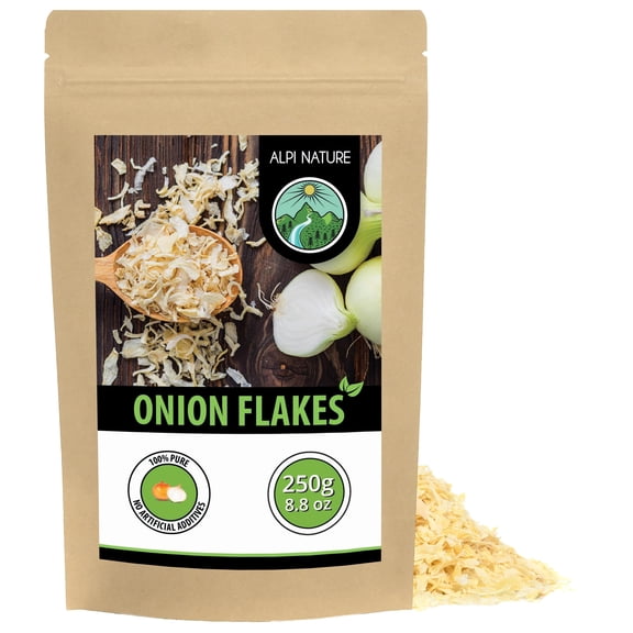Alpi Nature Onion Flakes 250g 8.8 oz, Onion Pieces 5-30mm, Dried and Chopped Onions for Cooking