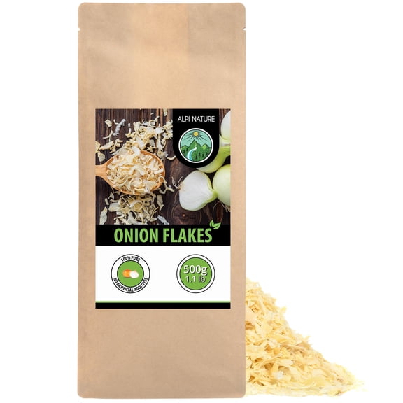 Alpi Nature Onion Flakes 500g 1.1 lb, Onion Pieces 5-30mm, Dried and Chopped Onions for Cooking