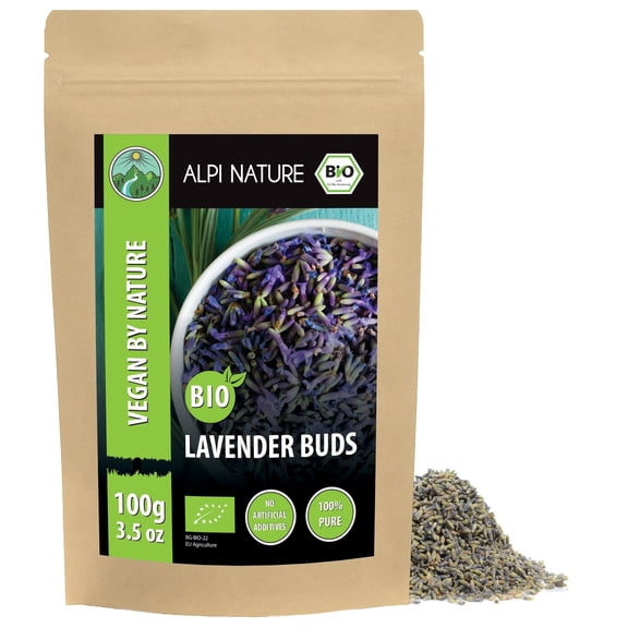 Alpi Nature Organic Dried Lavender 100g 3.5 oz, Whole Dried Lavender Flowers, Loose Tea