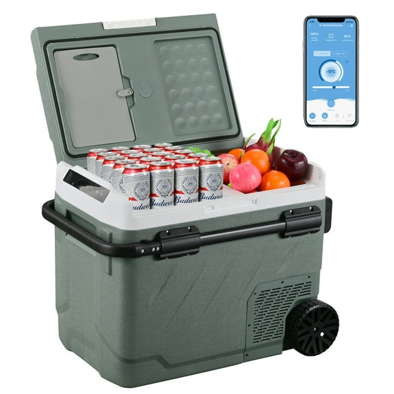 Alpicool Car Refrigerator 52 qt Portable Fridge, Independent Control Portable Refrigerator Dual Zone with APP, 12V Refrigerator Rapid Cooling -4℉ to 68℉ RV Fridge Electric Cooler for Outdoor