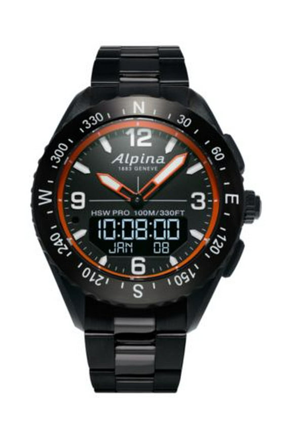 Mens Swiss Analog-Digital Alp Black Fiber Glass And Stainles ONE SIZE