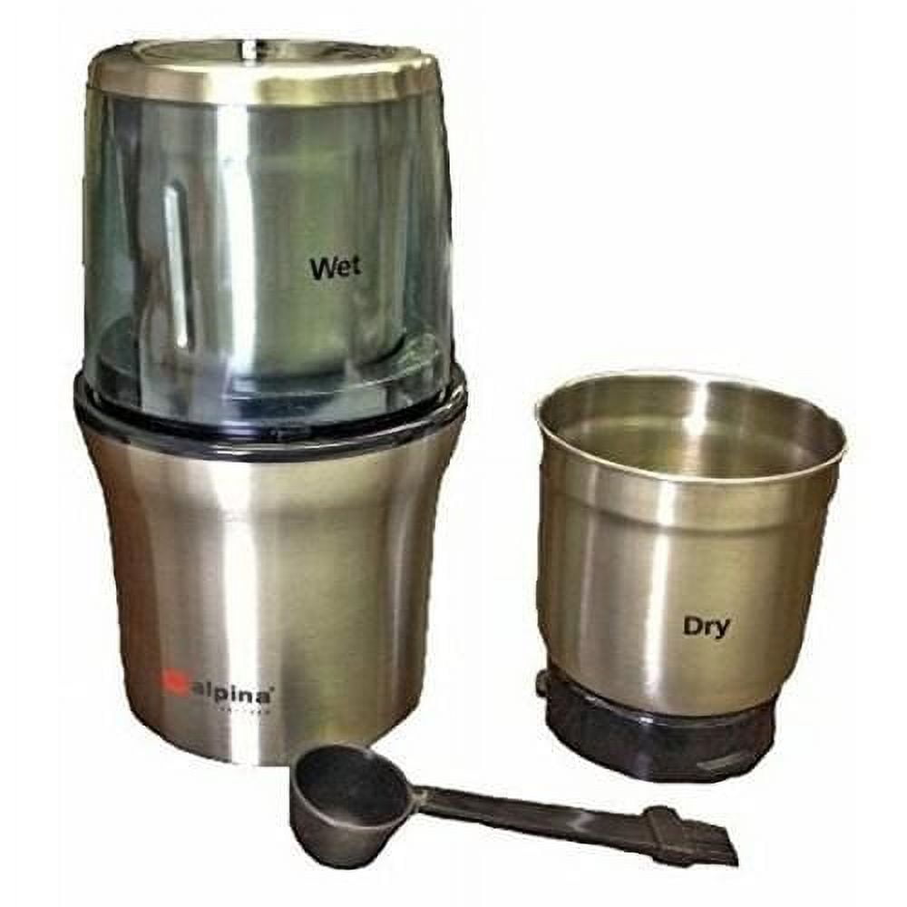 Alpina Sf-2815 Electric Wet and Dry Coffee Grinder with 2-stainless Steel