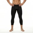 thumbnail image 1 of Alpinario Men's 3/4 Length Compression Pants Quick Dry Athletic Tights for Running Training, Black, L, 1 of 8