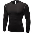 thumbnail image 1 of Alpinario Men's Long Sleeve Compression Shirt Quick Dry Athletic Baselayer for Running Training, Black, 2XL, 1 of 10